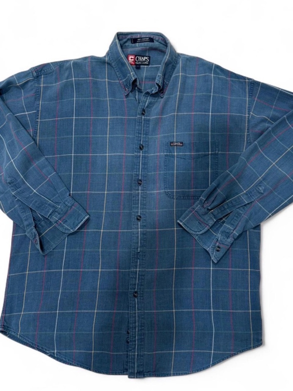 Chaps x Ralph Lauren Men’s Blue Plaid Button-Down Shirt